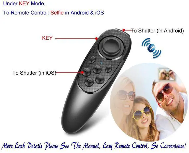 Alt view image 6 of 7 - Controller Gamepad Bluetooth Control VR Video, Game, Selfie, Flip E-Book/PPT/Nook Page, Mouse, in Virtual Reality Headset PC Tablet Laptop iPhone Smart Phone