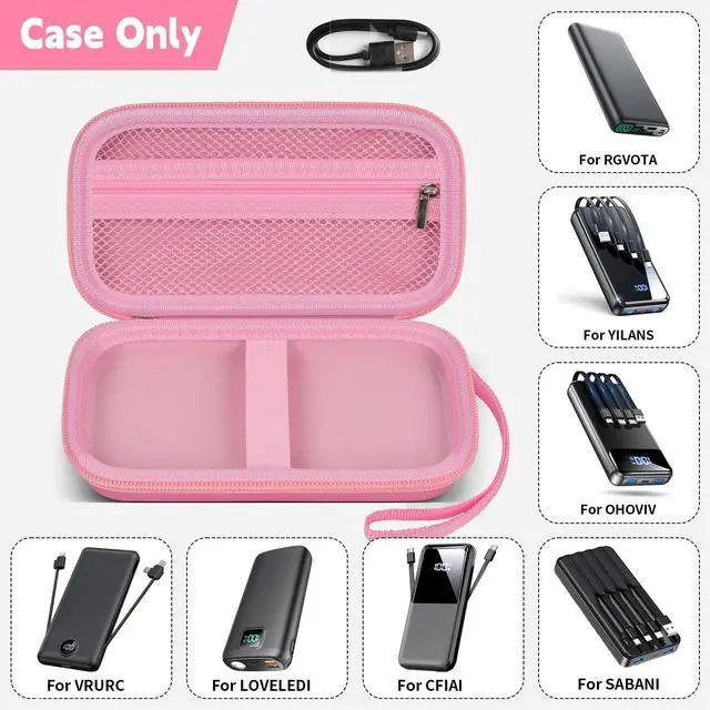 Alt view image 2 of 7 - Portable Bank Charger Case for Charmast for VRURC for OHOVIV for SABANI for YILANS for CFIAI for LOVELEDI for RGVOTA for Miday for RONEGN for POIYTL for IAPOS Fast Charging Battery (Pink)
