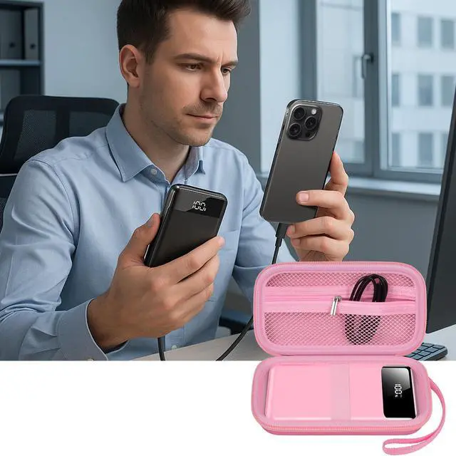 Alt view image 7 of 7 - Portable Bank Charger Case for Charmast for VRURC for OHOVIV for SABANI for YILANS for CFIAI for LOVELEDI for RGVOTA for Miday for RONEGN for POIYTL for IAPOS Fast Charging Battery (Pink)