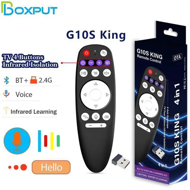 Alt view image 2 of 7 - Android TV Box Remote Control Universal, G10S King BT5.0 & USB 2.4G RF Remote Air Mouse 6 Axis Gyroscope and Infrared Learning for TV Stick Smart Set Top Box (Batteries are not Included)
