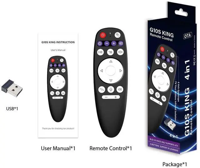 Alt view image 4 of 7 - Android TV Box Remote Control Universal, G10S King BT5.0 & USB 2.4G RF Remote Air Mouse 6 Axis Gyroscope and Infrared Learning for TV Stick Smart Set Top Box (Batteries are not Included)