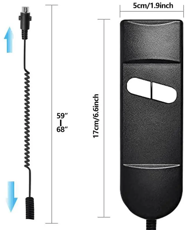 Alt view image 2 of 7 - Lift Chair Remote Replacement, 5 Pin 2 Buttons Straight Power Recliner Remote, Power Recliner Replacement Compatible for Most Lift Chair Brands