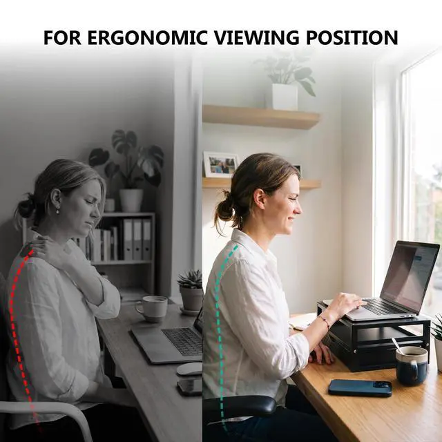 Alt view image 5 of 7 - Monitor Stand Riser with Drawer, Desk Organizers and Accessories for Computer, Printer, Laptop Stand for Home Office Supplies, (PTT005-B), 1 Pack, Black