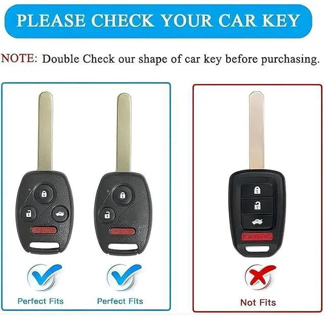 Alt view image 2 of 7 - for Honda Key Fob Cover with Keychain, Car Key Case Shell Protector for Honda Accord 2003-2012 | Civic 2006-2013 | Pilot 2005-2015 CRV CRZ Fit Odyssey 3 Buttons Smart Remote Control, Pink