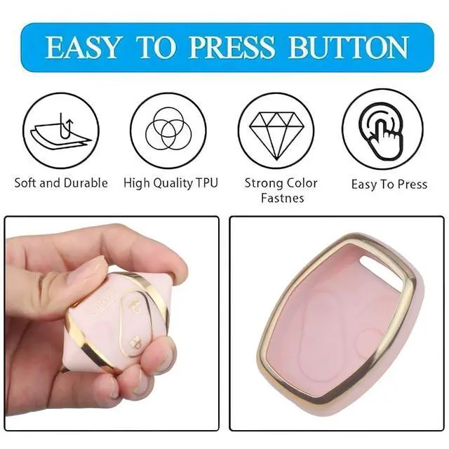 Alt view image 5 of 7 - for Honda Key Fob Cover with Keychain, Car Key Case Shell Protector for Honda Accord 2003-2012 | Civic 2006-2013 | Pilot 2005-2015 CRV CRZ Fit Odyssey 3 Buttons Smart Remote Control, Pink