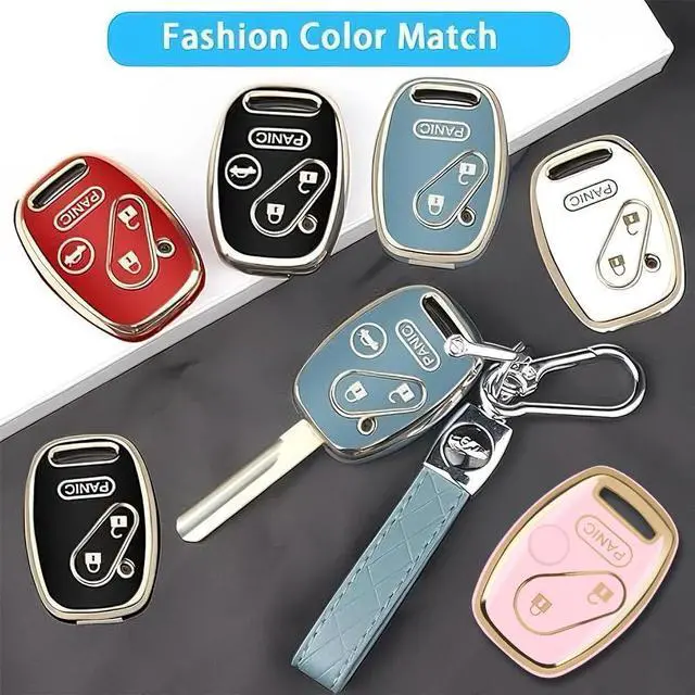 Alt view image 7 of 7 - for Honda Key Fob Cover with Keychain, Car Key Case Shell Protector for Honda Accord 2003-2012 | Civic 2006-2013 | Pilot 2005-2015 CRV CRZ Fit Odyssey 3 Buttons Smart Remote Control, Pink