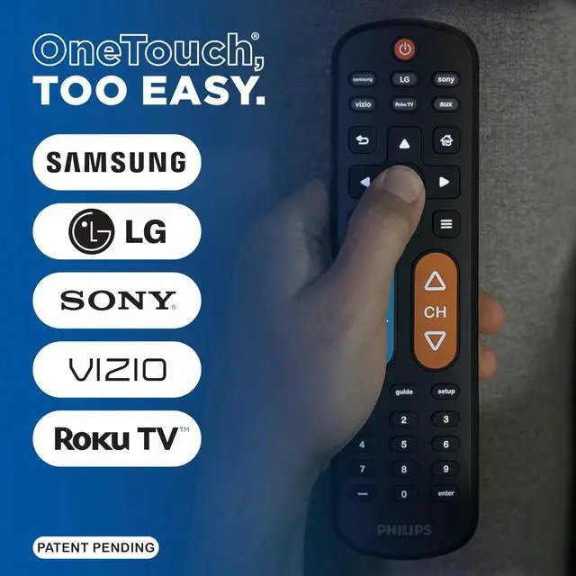 Alt view image 2 of 7 - BigEZ OneTouch Big Button Universal TV Remote, Easy to Use | Remote for Seniors, Replacement Remote for Samsung, LG, Sony, Vizio, Roku TV, Backlit Buttons, 2 Device, Black, SRP3945B/37