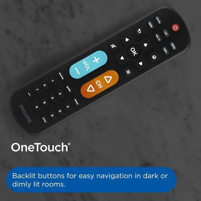 Alt view image 3 of 7 - BigEZ OneTouch Big Button Universal TV Remote, Easy to Use | Remote for Seniors, Replacement Remote for Samsung, LG, Sony, Vizio, Roku TV, Backlit Buttons, 2 Device, Black, SRP3945B/37