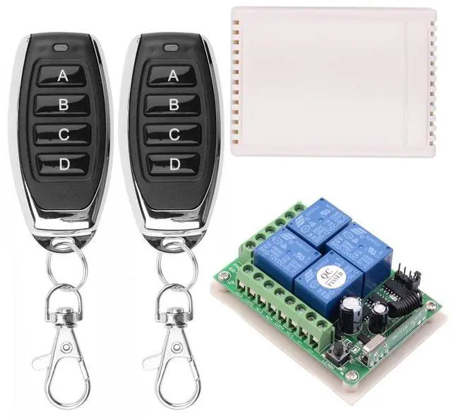 Main image of DC 12V Remote Control Switch 4 Channel Universal 433Mhz Remote Control Momentary Switch for Wireless Control and More