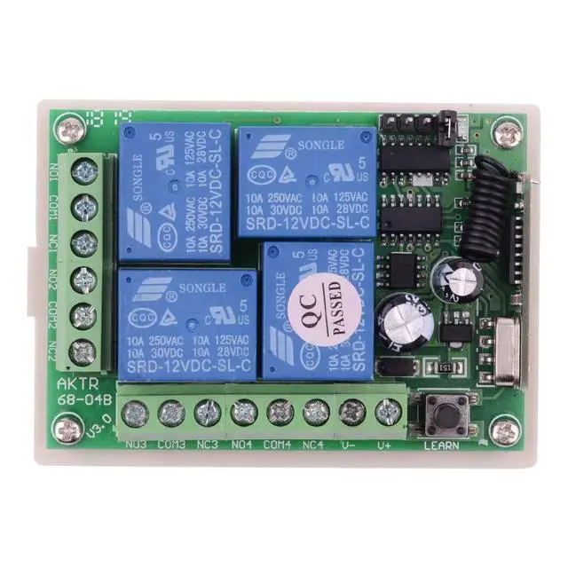 Alt view image 3 of 7 - DC 12V Remote Control Switch 4 Channel Universal 433Mhz Remote Control Momentary Switch for Wireless Control and More