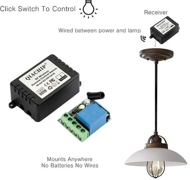 Alt view image 4 of 7 - DC 12V 1CH 433Mhz RF Wireless Relay Remote Control Light Momentary Switch Transmitter with Receiver (1 Relay)