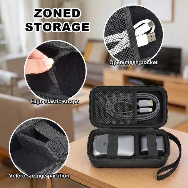 Alt view image 3 of 7 - Travel Case for Anker Prime 3-in-1 Wireless Charging Station | EVA Carrying Bag with Compartments for Foldable MagSafe Qi2 Charger & Cables (Case Only) Pink