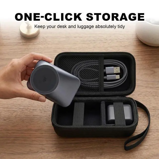 Alt view image 6 of 7 - Travel Case for Anker Prime 3-in-1 Wireless Charging Station | EVA Carrying Bag with Compartments for Foldable MagSafe Qi2 Charger & Cables (Case Only) Pink