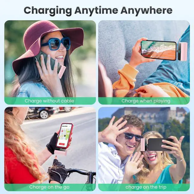 Alt view image 6 of 7 - Small Portable Charger for iPhone with Built in USB C Cable, 5500mAh Mini Power Bank 20W PD Fast Charging, LCD Display Battery Pack for iPhone 17/16/15/14/13/12/11/X/8/6 Series Android Galaxy (Pink)