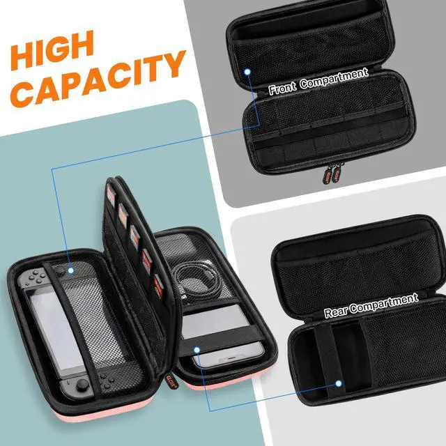 Alt view image 2 of 7 - Double-Layer Hard Carrying Case with Multiple Pocket - Portable Electronics Organizer Travel Case for Women, Girl - Roomy Zipper Pouch Bag for Charger, Phone, Power Bank, Cable, Cord, Tech Accessories