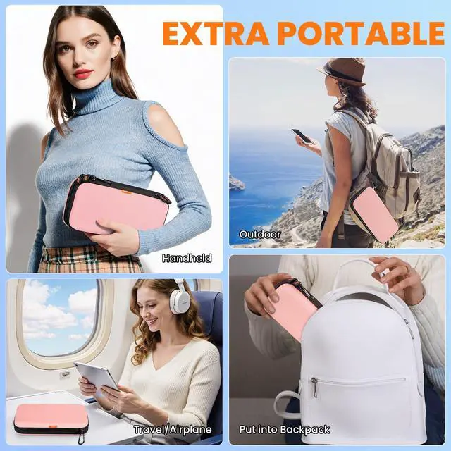 Alt view image 6 of 7 - Double-Layer Hard Carrying Case with Multiple Pocket - Portable Electronics Organizer Travel Case for Women, Girl - Roomy Zipper Pouch Bag for Charger, Phone, Power Bank, Cable, Cord, Tech Accessories