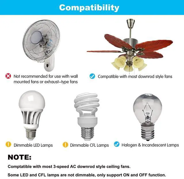 Alt view image 4 of 6 - 35T Ceiling Fan Remote Control Replacement for Harbor Breeze Replace FAN-53T FAN-11T Fan-HD L3HFAN35T FAN-35T L3HFAN35T1 FAN-35T1, 3-Speed with Light Dimmer,Learn Key