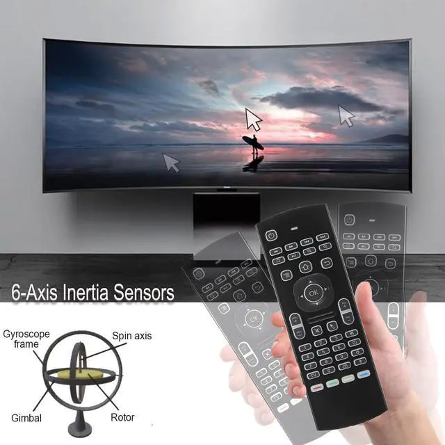 Alt view image 3 of 7 - MX3 Air Mouse Voice Remote Control, 2.4G Multifunctional Blacklight Mini Wireless Keyboard Air Mouse Remote for Android Smart TV Box, 3-Gyro&Gsensor, Projector HTPC Mini PC, PS3/4 Xbox 360