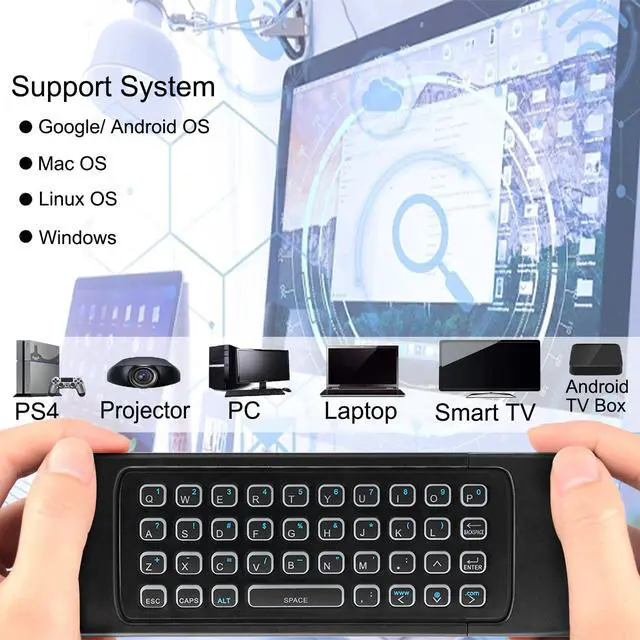 Alt view image 2 of 7 - MX3 Air Mouse Voice Remote Control, 2.4G Multifunctional Blacklight Mini Wireless Keyboard Air Mouse Remote for Android Smart TV Box, 3-Gyro&Gsensor, Projector HTPC Mini PC, PS3/4 Xbox 360