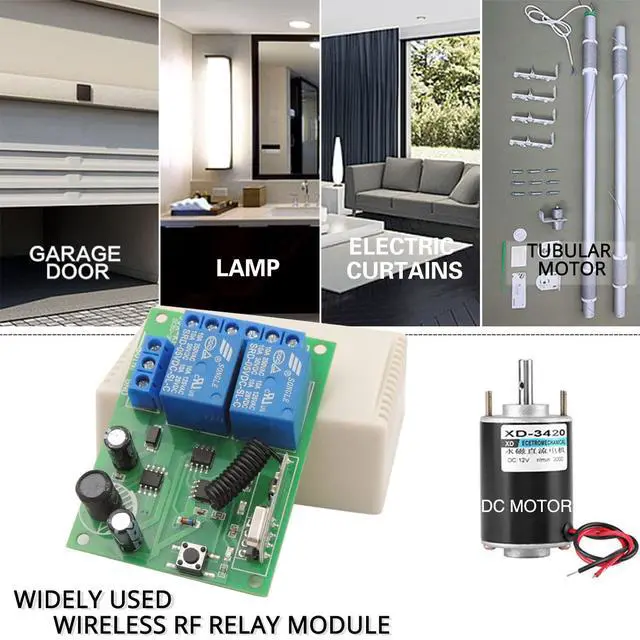 Alt view image 3 of 7 - DC 12V 24V 30V Secure Remote Control Switch Universal Wireless 433Mhz Rf 10A Relay Receiver Board with 2 Transmitter Key Fobs for Motor Light Gate Door DIY Wireless Controller