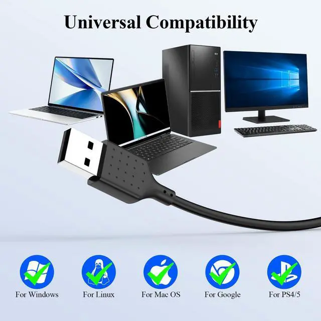 Alt view image 7 of 7 - USB Earbuds for PC Laptop Computer with Microphone Wired Headphones 7.5FT USB A Headset with Mic Audio Control Noise Isolating Earphones for Dell for HP Surface Switch Office Zoom Working Black