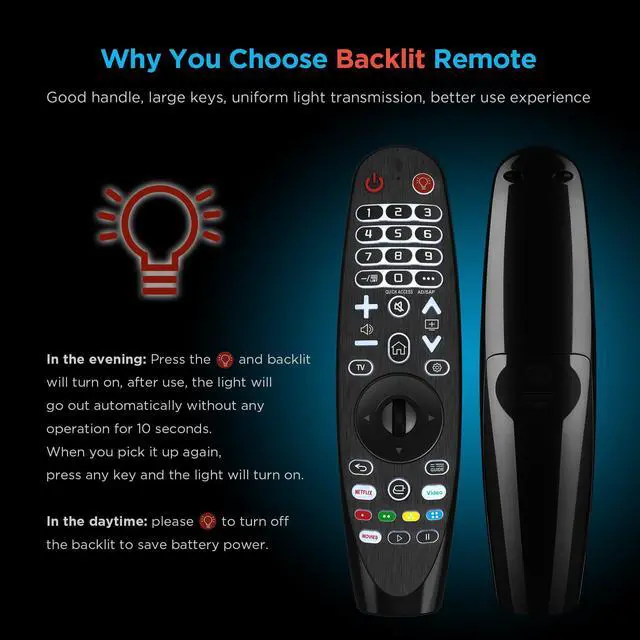 Alt view image 5 of 7 - Universal Backlit Remote Control for LG Smart TV Magic Remote Compatible with All Models of LG TV (NO Voice Function No Pointer Function)