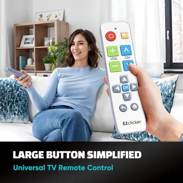 Alt view image 2 of 7 - Big Button Universal TV Remote (Silver) Simple Easy to Use, Great for Seniors, Works with Major TV Brands (2xAAA Batteries Not Included)