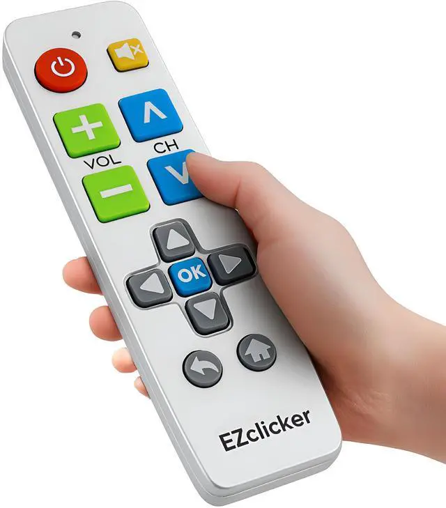 Main image of Big Button Universal TV Remote (Silver) Simple Easy to Use, Great for Seniors, Works with Major TV Brands (2xAAA Batteries Not Included)