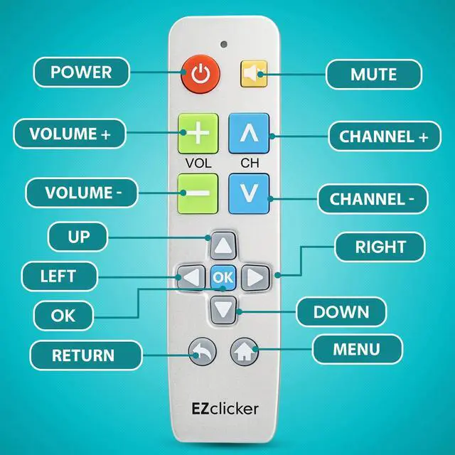 Alt view image 4 of 7 - Big Button Universal TV Remote (Silver) Simple Easy to Use, Great for Seniors, Works with Major TV Brands (2xAAA Batteries Not Included)