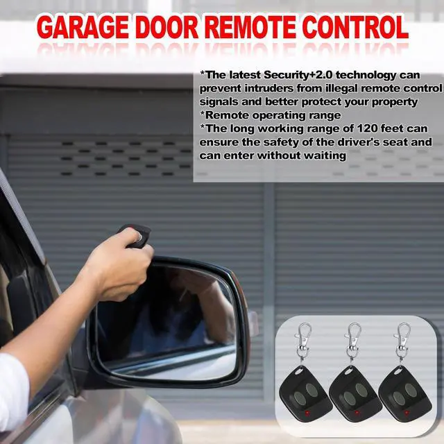 Alt view image 7 of 7 - 3 Pcs 10 Dip Switch Two Button Garage Door Remote Compatible with Multicode 300mhz 3089 3060 3070 3083 Gate Opener Remote with Keychain, Control 2 Different Doors Simultaneously