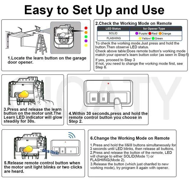 Alt view image 6 of 7 - 3 for Chamberlain LiftMaster Craftsman Garage Door Opener Remote, Replaces 893LM 893Max 891LM 371LM 373LM 971LM 973LM, no Wait Wireless Remote Keyless Entry, Safe Security
