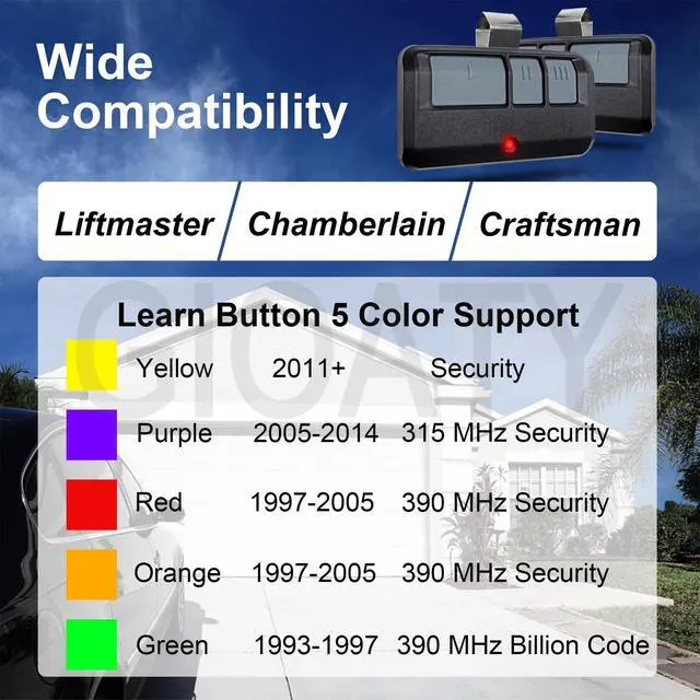 Alt view image 4 of 7 - 3 for Chamberlain LiftMaster Craftsman Garage Door Opener Remote, Replaces 893LM 893Max 891LM 371LM 373LM 971LM 973LM, no Wait Wireless Remote Keyless Entry, Safe Security