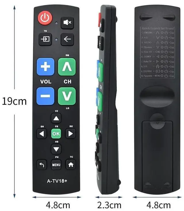 Alt view image 2 of 4 - Large Button Universal TV Remote Control for Seniors, Easy to Use Simple Remote for TV, Large Buttons and Clear Layout, Ideal Universal TV Remote for Elderly and Low Vision Users
