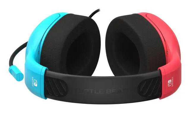 Alt view image 4 of 7 - Airlite Fit Wired Gaming Headset: Officially Licensed for Nintendo Switch, Nintendo Switch 2/Lite/OLED Model - Flip-to-Mute Mic, Over-Ear Comfort Cushions, 40mm Speakers - Neon Blue & Red