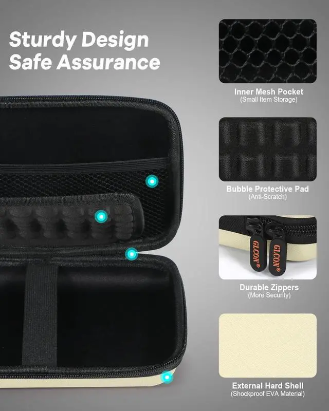 Alt view image 5 of 7 - Clean-Beige Hard Shell Case for Electronic Accessories Organizer - Large Hard Carrying Case for Power Bank, External Hard Drive, Cell Phone, Charger, Cable - Portable Protection Travel Pouch Bag