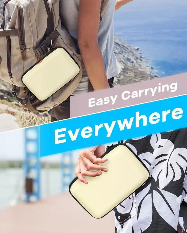 Alt view image 7 of 7 - Clean-Beige Hard Shell Case for Electronic Accessories Organizer - Large Hard Carrying Case for Power Bank, External Hard Drive, Cell Phone, Charger, Cable - Portable Protection Travel Pouch Bag