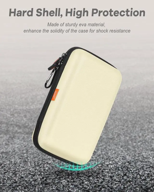 Alt view image 6 of 7 - Clean-Beige Hard Shell Case for Electronic Accessories Organizer - Large Hard Carrying Case for Power Bank, External Hard Drive, Cell Phone, Charger, Cable - Portable Protection Travel Pouch Bag