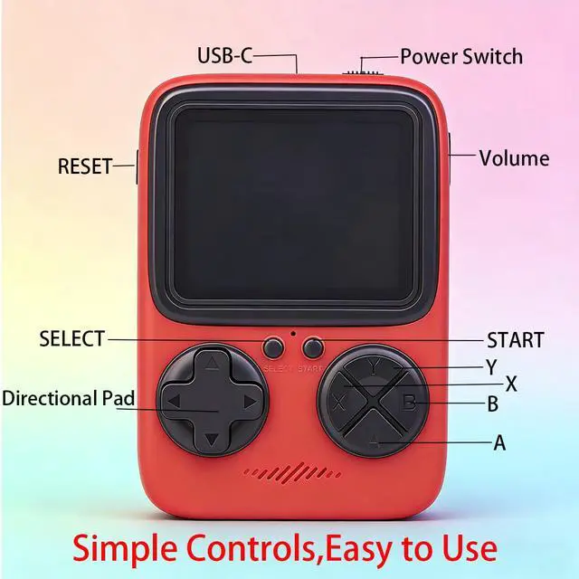 Alt view image 3 of 6 - Handheld Game Console for Kids -Preloaded 289 Retro Video Games, Portable Gaming Player with Rechargeable Battery 2.8" LCD Screen, Mini Electronic Toy Gifts for Girls Boys (Red)
