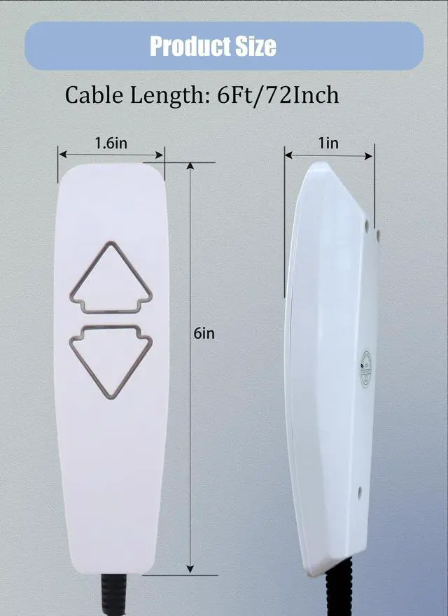 Alt view image 5 of 7 - Lift Chair Remote Replacement, 5 Pin 2 Lighted Button Hand Control with 6Ft Cord for Power Lift Recliner Chairs Accessories, Recliner Control Replacement Parts