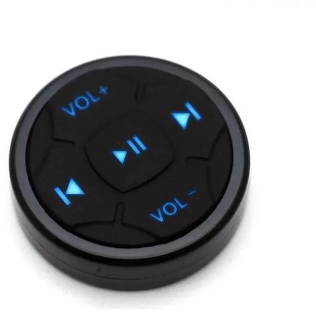 Main image of Wireless Bluetooth Media Button Remote Selfie Music Control Start Siri for iPhone Apply to Car Motorcycle Steering Wheel with Blue Button Light,Come with Mount