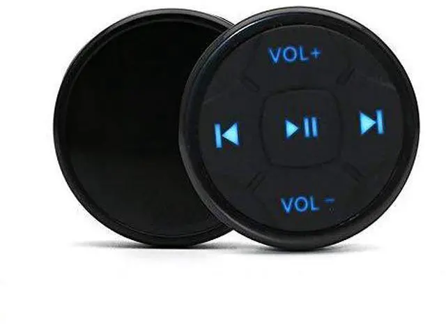 Alt view image 2 of 7 - Wireless Bluetooth Media Button Remote Selfie Music Control Start Siri for iPhone Apply to Car Motorcycle Steering Wheel with Blue Button Light,Come with Mount