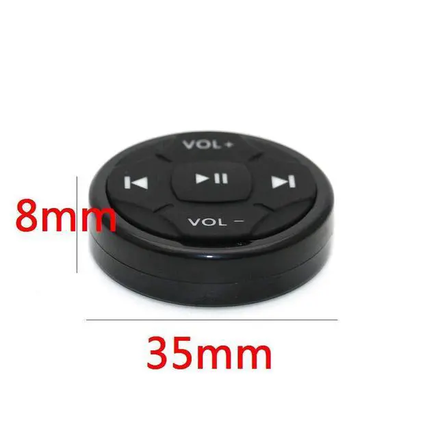 Alt view image 4 of 7 - Wireless Bluetooth Media Button Remote Selfie Music Control Start Siri for iPhone Apply to Car Motorcycle Steering Wheel with Blue Button Light,Come with Mount