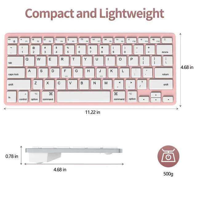 Alt view image 2 of 6 - Ultra-Slim Wired Keyboard for Apple Mac, USB & Type-C Conversion Cable, 78 Scissor Keys, Media Hotkeys, Compatible with MacBook, iMac Mini&Pro, Laptop Computers, Windows Desktop PC, Pink