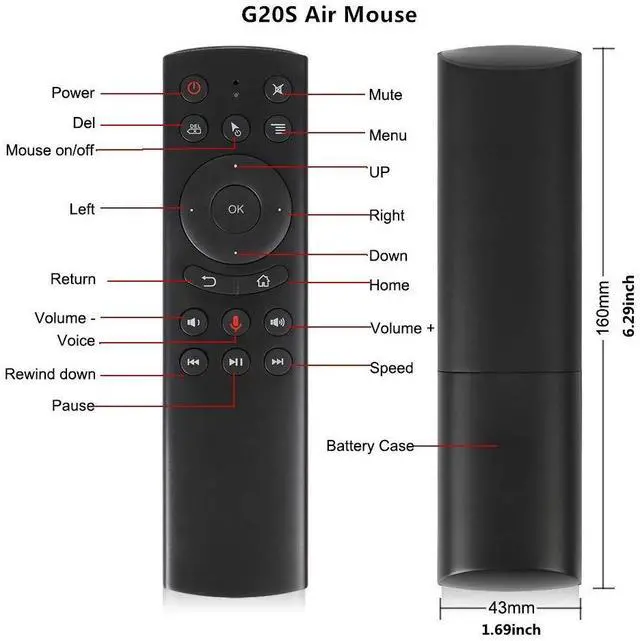 Alt view image 7 of 7 - G20S Voice Remote Control,2.4G Wireless Voice Control Sensing Air Remote Mouse with IR Learning for Nvidia Shield(Versions Before 2019),PC,Projector,Smart TV,Android TV Box