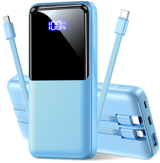 Main image of Portable Charger Power Bank, 50% Larger Capacity 20000mAh Battery Pack with Built in Cable, 22.5W Fast Charging Travel Camping Essential Powerbank for iPhone 17 16 Pro iPad Samsung S26 Google, Ocean