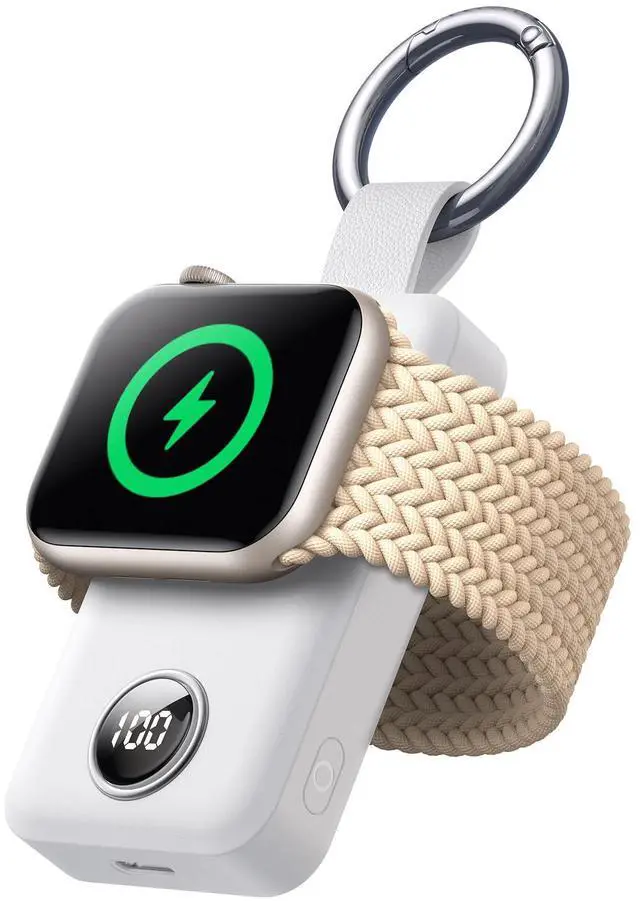 Main image of Portable 2000mAh Wireless Charger Compatible for Apple Watch Series 9/8/7/6/5/SE/4/3/2/UItra 2/Ultra, Compact Magnetic iWatch Charger Keychain Style Travel Essentials