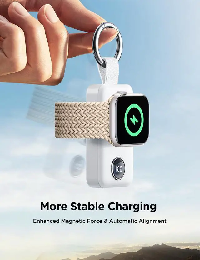 Alt view image 3 of 7 - Portable 2000mAh Wireless Charger Compatible for Apple Watch Series 9/8/7/6/5/SE/4/3/2/UItra 2/Ultra, Compact Magnetic iWatch Charger Keychain Style Travel Essentials
