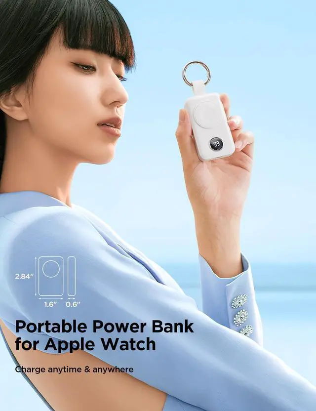 Alt view image 5 of 7 - Portable 2000mAh Wireless Charger Compatible for Apple Watch Series 9/8/7/6/5/SE/4/3/2/UItra 2/Ultra, Compact Magnetic iWatch Charger Keychain Style Travel Essentials