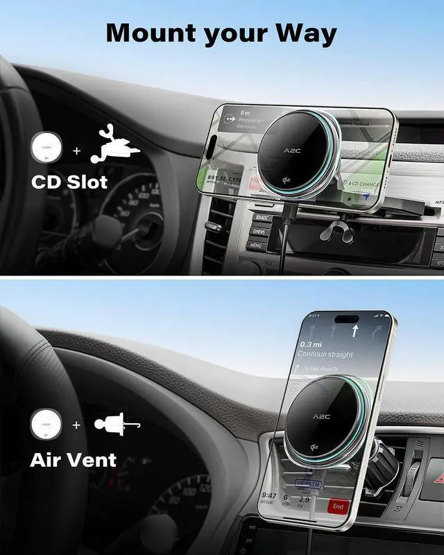 Alt view image 5 of 7 - Qi2 15W Wireless Car Charger CD Mount for MagSafe, Magnetic Wireless Charger Car Air Vent | CD Slot with TEC Thermoelectric Cooler Module, Fast Charging for iPhone 17 16 15 14 13 12 Series