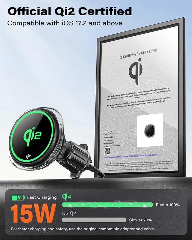 Alt view image 3 of 7 - Qi2 15W Wireless Car Charger CD Mount for MagSafe, Magnetic Wireless Charger Car Air Vent | CD Slot with TEC Thermoelectric Cooler Module, Fast Charging for iPhone 17 16 15 14 13 12 Series